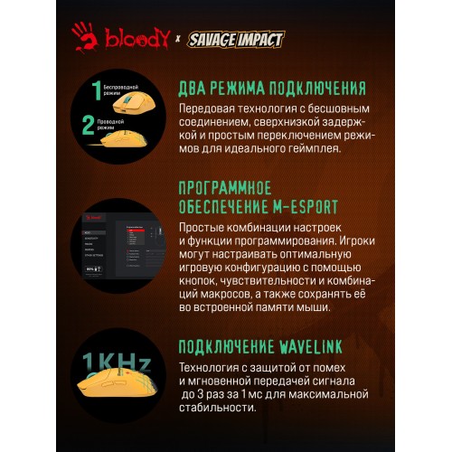 Беспроводная мышь Bloody R72 Ultra (желтый) 5