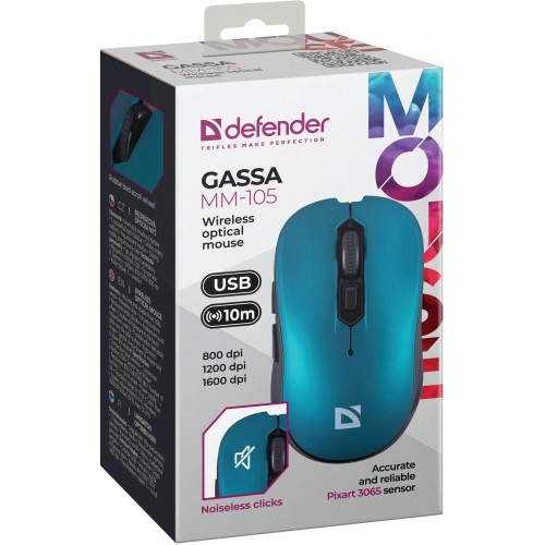 Беспроводная мышь Defender Gassa MM-105 (бирюзовый) 5