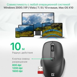 Беспроводная мышь Defender MM-296 (черный)