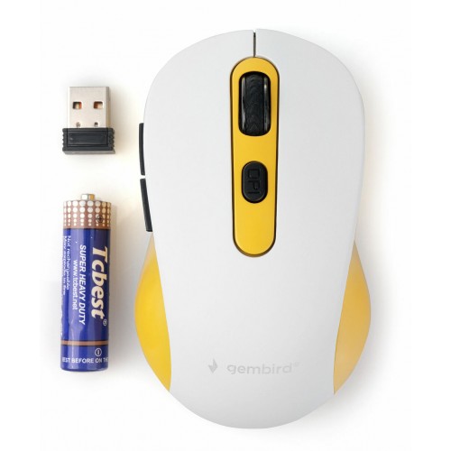 Беспроводная мышь Gembird MUSW-221 (белый/желтый) 1