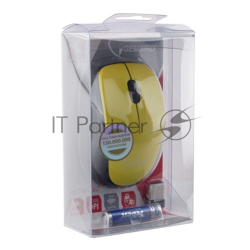 Беспроводная мышь Gembird MUSW-360 (желтый/черный) 6