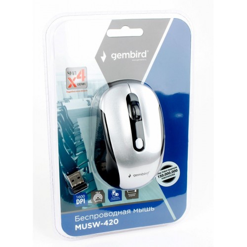 Беспроводная мышь Gembird MUSW-420-4 (серебристый) 2