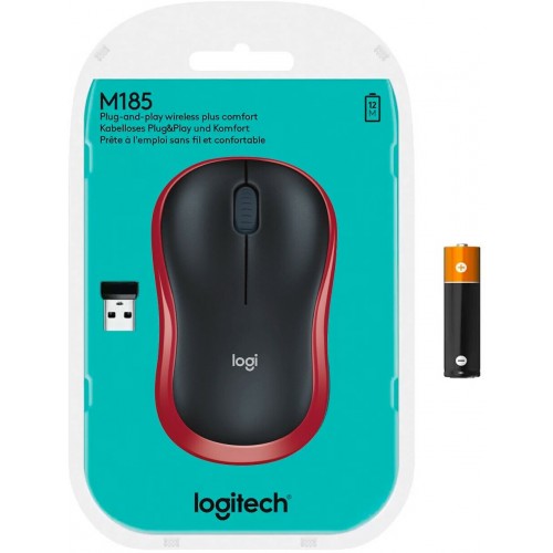 Беспроводная мышь Logitech M185 (910-002240/910-002633) (черный/красный) 2