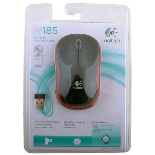 Беспроводная мышь Logitech M185 (910-002240/910-002633) (черный/красный) 3