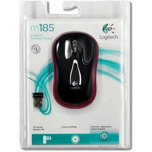 Беспроводная мышь Logitech M185 (910-002240/910-002633) (черный/красный) 9
