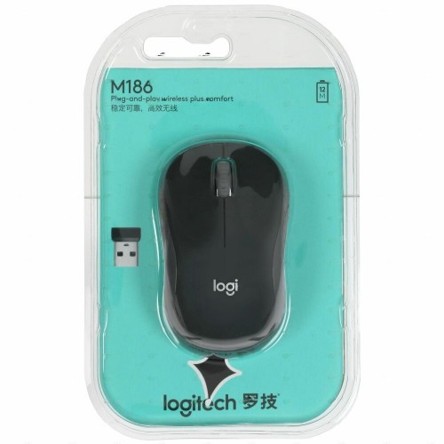 Беспроводная мышь Logitech M186 (910-004131) (черный/серый) 8