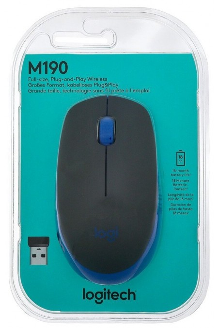 Беспроводная мышь Logitech M190 (910-005907) (черный/синий) 2