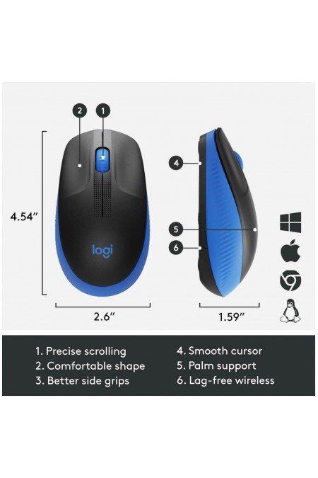 Беспроводная мышь Logitech M190 (910-005907) (черный/синий) 3
