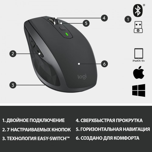Беспроводная мышь Logitech MX Anywhere 2S (910-006287/910-006211) (графитовый) 9