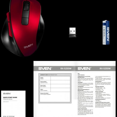 Беспроводная мышь Sven RX-525SW (красный) 4