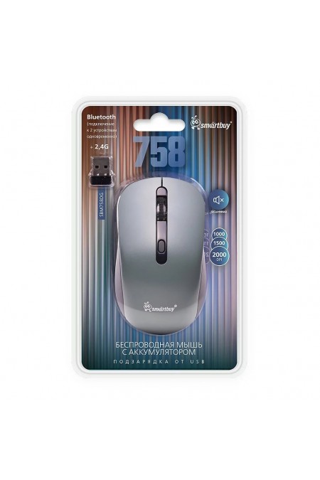 Мышь беспроводная SMARTBUY X58 Dual BT+USB с зарядкой (SBM758DG) (графит) 1