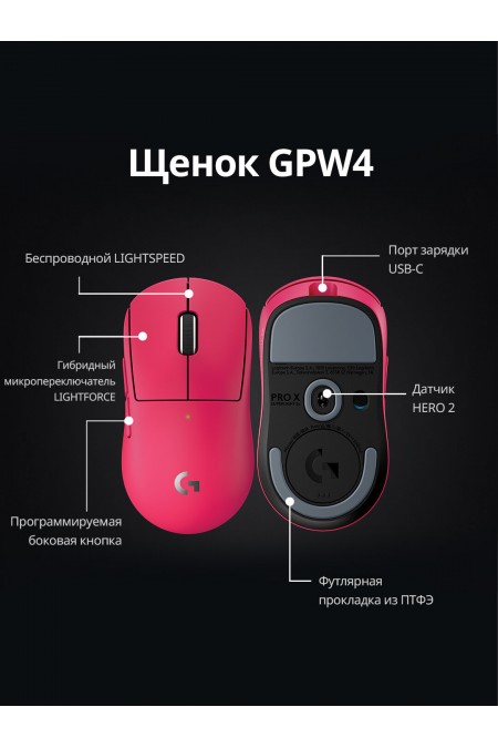 Мышь Logitech Mouse G PRO X SUPERLIGHT 2c (910-007531) (черный) 6