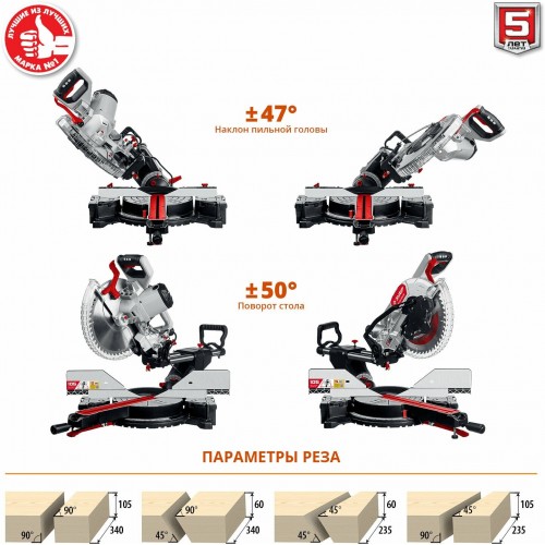 Пила торцовочная ЗУБР ЗПТ-305-1800 ПЛ 7