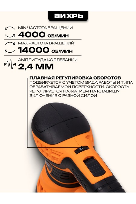 Шлифмашина эксцентриковая Вихрь ЭШМ-125АК (72/6/15) 1