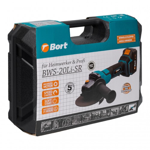 Шлифмашина угловая Bort BWS-20Li-SR (93412215) 8