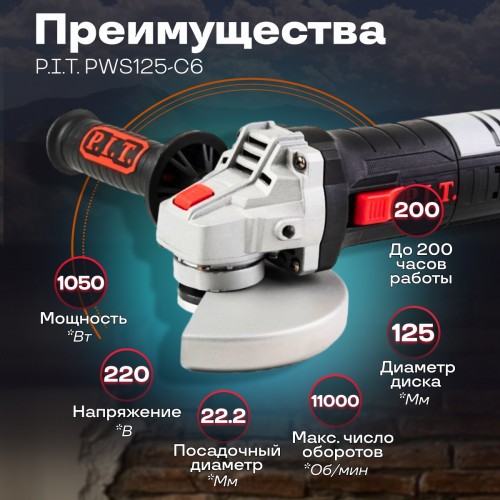 Шлифмашина угловая P.I.T. PWS125-C6 8
