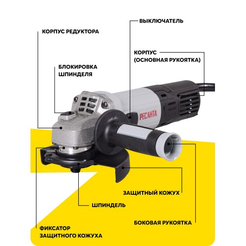 Шлифмашина угловая Ресанта УШМ-125/1100 ПП (75/12/15) 8