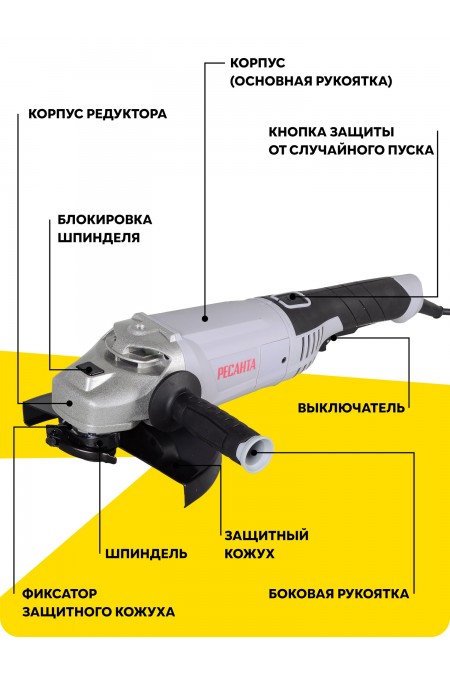 Шлифмашина угловая Ресанта УШМ-230/2300 (75/12/9) 8