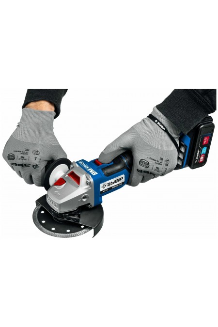 Шлифмашина угловая ЗУБР AB-125 бех АКБ 3