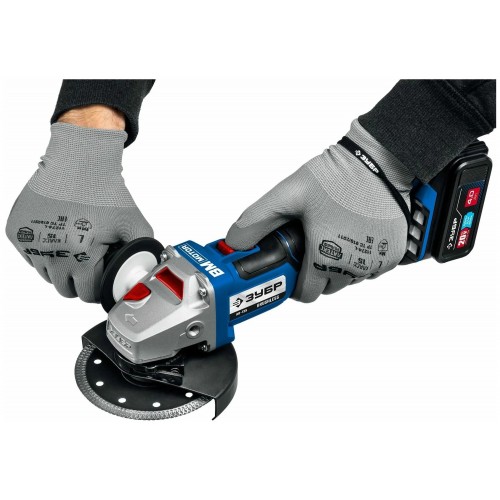 Шлифмашина угловая ЗУБР AB-125 бех АКБ 3