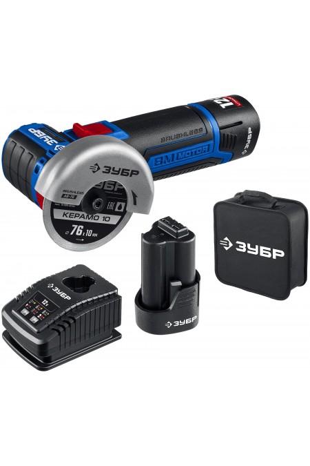 Шлифмашина угловая ЗУБР AB-76-22 12В 2