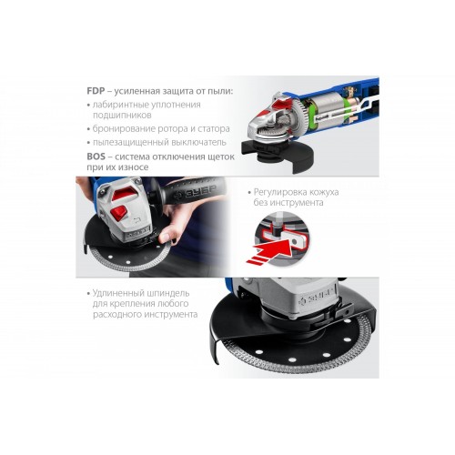 Шлифмашина угловая ЗУБР УШМ-П125-1500 ЭПСТ 4