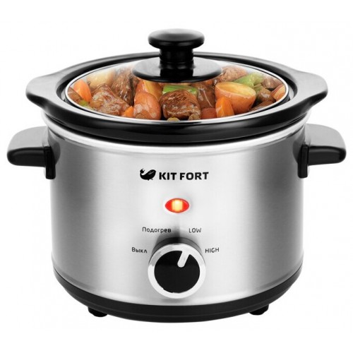 Медленноварка Kitfort KT-205 (серебристый/черный) 