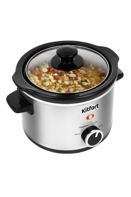 Медленноварка Kitfort KT-205 (серебристый/черный) 2