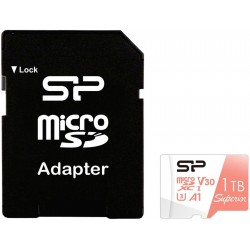 Карта памяти Silicon Power microSDXC 1TB SP001TBSTXDV3V20SP Superior + SD adapter (белый/розовый)