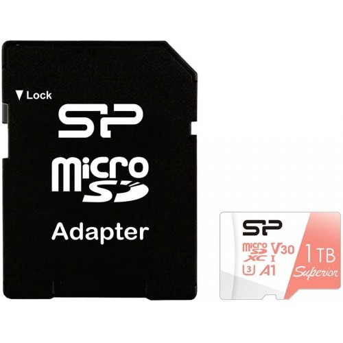 Карта памяти Silicon Power microSDXC 1TB SP001TBSTXDV3V20SP Superior + SD adapter (белый/розовый) 