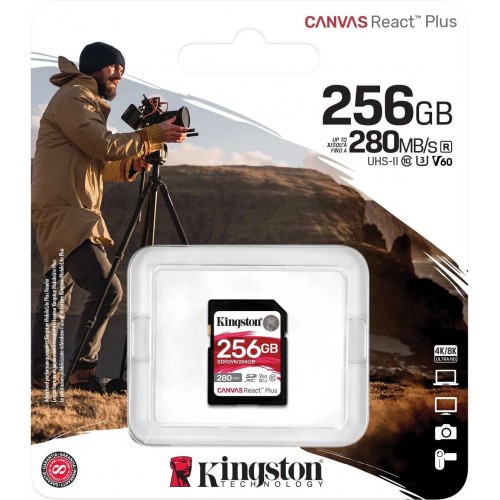 Карта памяти Kingston SDXC Canvas React Plus SDR2V6/256GB 256GB (черный) 1