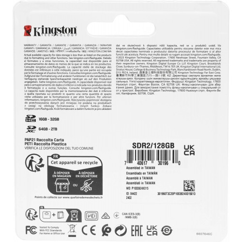 Карта памяти Kingston SDXC Canvas React Plus SDR2/128GB 128GB (черный) 1