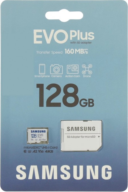 Карта памяти Samsung MICRO SDXC EVO+ V10 MB-MC128SA/EU 128GB (белый) 