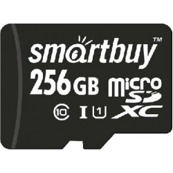 Карта памяти SMARTBUY MicroSDXC Class10 UHS-1 (SB256GBSDCL10-01) 256GB + SD адаптер (черный)
