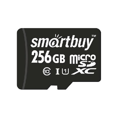 Карта памяти SMARTBUY MicroSDXC Class10 UHS-1 (SB256GBSDCL10-01) 256GB + SD адаптер (черный) 