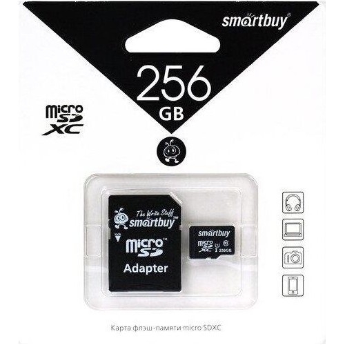Карта памяти SMARTBUY MicroSDXC Class10 UHS-1 (SB256GBSDCL10-01) 256GB + SD адаптер (черный) 7