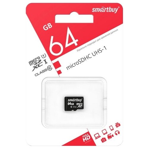 Карта памяти SMARTBUY MicroSDXC Class10 UHS-1 (SB64GBSDCL10-00) 64GB (черный) 2