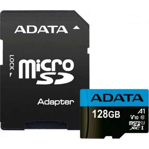 Карта памяти ADATA MicroSDHC Class10 UHS-I A1 128GB + SD адаптер (AUSDX128GUICL10A1-RA1) 1