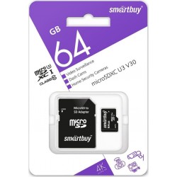 Карта памяти SMARTBUY micro SDXC (SB64GBSDCCTV) 64GB + адаптер