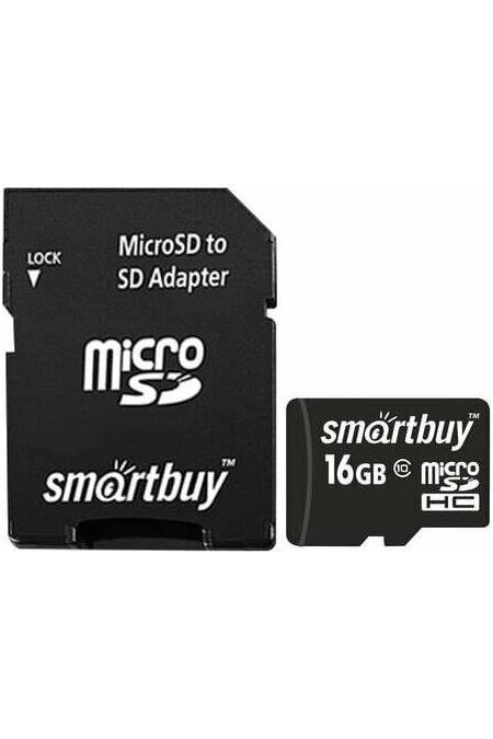 Флешка SMARTBUY MicroSDHC Class10 LE 16GB (SB16GBSDCL10-01LE) + SD адаптер 3