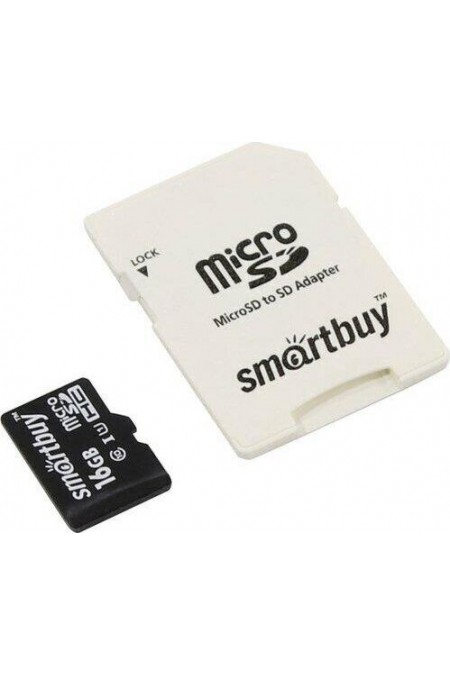 Флешка SMARTBUY MicroSDHC Class10 LE 16GB (SB16GBSDCL10-01LE) + SD адаптер 4