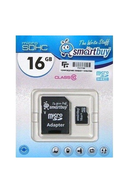 Флешка SMARTBUY MicroSDHC Class10 LE 16GB (SB16GBSDCL10-01LE) + SD адаптер 6