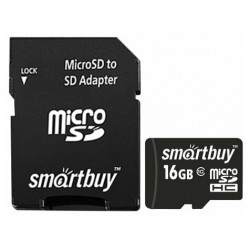 Флешка SMARTBUY MicroSDHC Class10 LE 16GB (SB16GBSDCL10-01LE) + SD адаптер