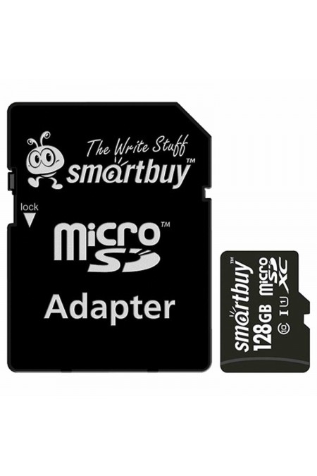 Флешка SMARTBUY MicroSDXC Class10 UHS-I U1 (SB128GBSDCL10-01) 128GB + SD адаптер (черный) 1