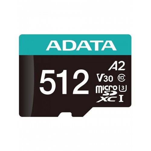 Карта памяти ADATA AUSDX512GUI3V30SA2-RA1 Premier Pro 512GB + SD адаптер (черный/бирюзовый) 1