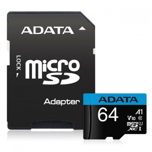 Карта памяти ADATA Premier microSDXC UHS-I U1 V10 A1 Class10 64GB + SD адаптер (AUSDX64GUICL10A1-RA1) (черный) 1