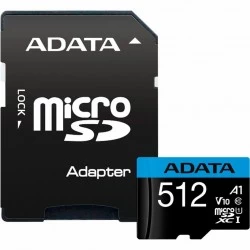 Карта памяти ADATA MICRO SDXC AUSDX512GUICL10A1-RA1 512GB + SD adapter (черный)