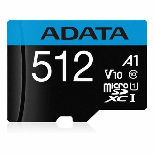 Карта памяти ADATA MICRO SDXC AUSDX512GUICL10A1-RA1 512GB + SD adapter (черный) 1