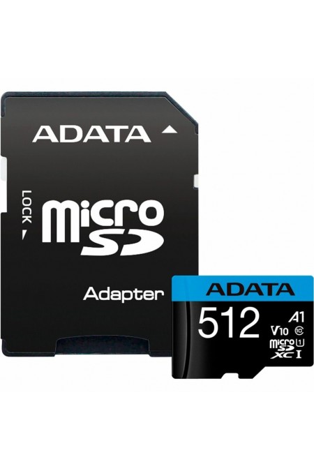 Карта памяти ADATA MICRO SDXC AUSDX512GUICL10A1-RA1 512GB + SD адаптер (черный) 1