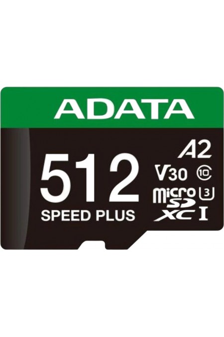 Карта памяти ADATA microSD Class 10 UHS-I U3 V30 A2 512GB + (SD адаптер) (UD512GUI3V30A2SP-RA1) 